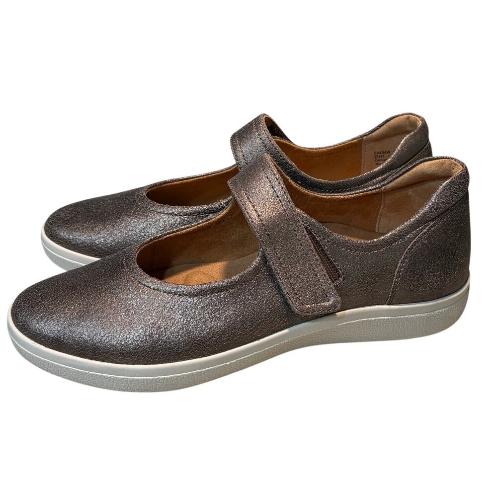 Aetrex Erica Leather Comfort Casual Bronze Mary Jane Sneaker Shoes Size 10